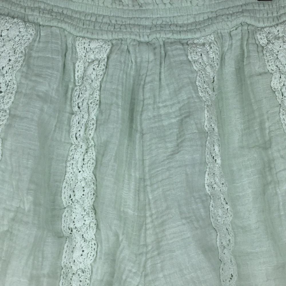AMERICAN EAGLE Shorts Drawstring Elastic Waist Lace Boho Mint Green Size Small - Picture 4 of 9